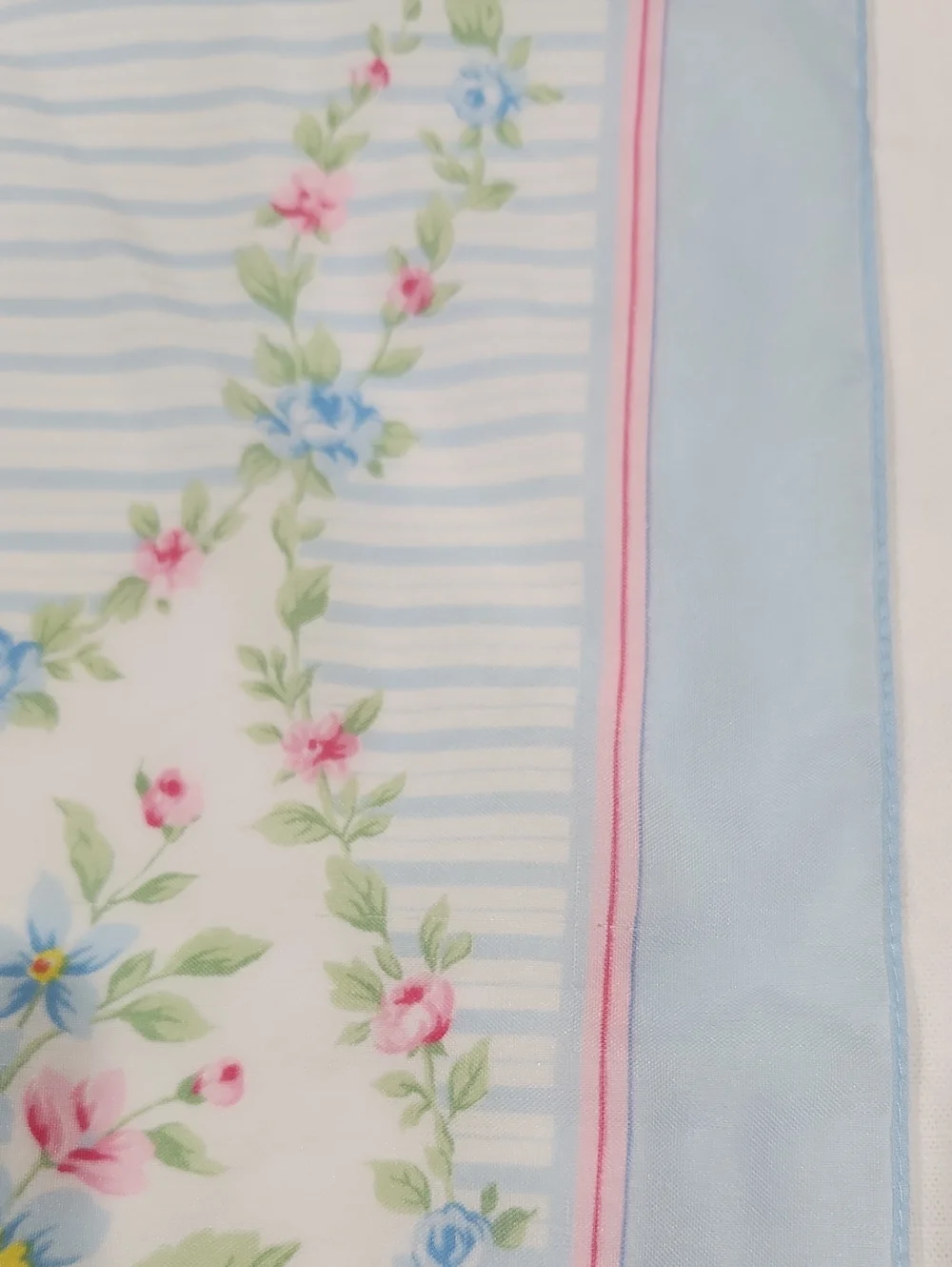 Vintage Floral Rose Print Women's Scarf - Pink & Blue  Size 34x34